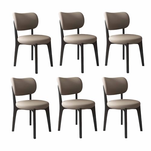 VZXATYOP Modernes Esszimmerstuhl-Set Mit Dicken Kissen, Küchen-Esszimmerstühle Mit Holzbeinen for Wohnzimmer(Dark Khaki+Black Legs,Set of 6) von VZXATYOP