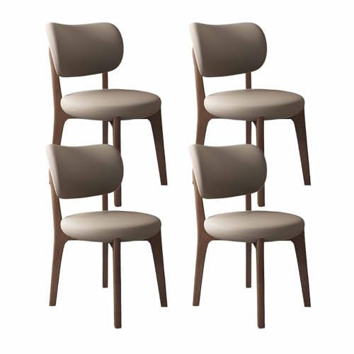 VZXATYOP Modernes Esszimmerstuhl-Set Mit Dicken Kissen, Küchen-Esszimmerstühle Mit Holzbeinen for Wohnzimmer(Dark Khaki+Dark Walnut Legs,Set of 4) von VZXATYOP