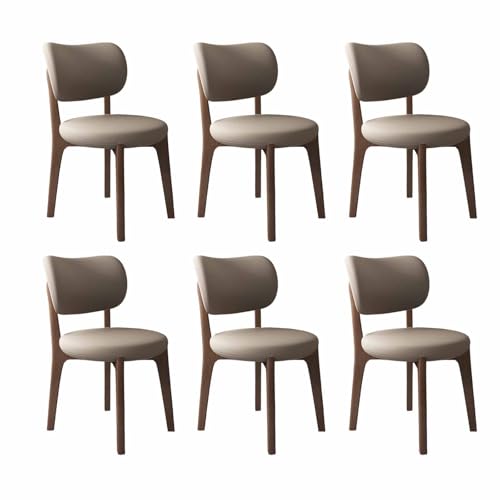 VZXATYOP Modernes Esszimmerstuhl-Set Mit Dicken Kissen, Küchen-Esszimmerstühle Mit Holzbeinen for Wohnzimmer(Dark Khaki+Dark Walnut Legs,Set of 6) von VZXATYOP