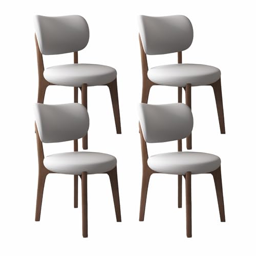 VZXATYOP Modernes Esszimmerstuhl-Set Mit Dicken Kissen, Küchen-Esszimmerstühle Mit Holzbeinen for Wohnzimmer(Light Gray+Dark Walnut Legs,Set of 4) von VZXATYOP