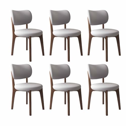 VZXATYOP Modernes Esszimmerstuhl-Set Mit Dicken Kissen, Küchen-Esszimmerstühle Mit Holzbeinen for Wohnzimmer(Light Gray+Dark Walnut Legs,Set of 6) von VZXATYOP