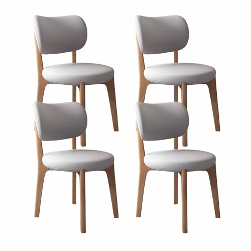 VZXATYOP Modernes Esszimmerstuhl-Set Mit Dicken Kissen, Küchen-Esszimmerstühle Mit Holzbeinen for Wohnzimmer(Light Gray+Light Walnut Legs,Set of 4) von VZXATYOP
