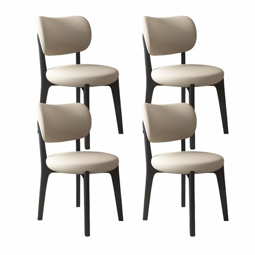 VZXATYOP Modernes Esszimmerstuhl-Set Mit Dicken Kissen, Küchen-Esszimmerstühle Mit Holzbeinen for Wohnzimmer(Light Khaki+Black Legs,Set of 4) von VZXATYOP