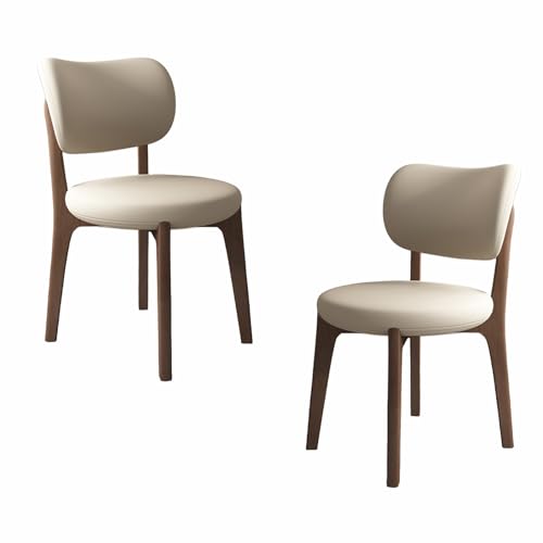 VZXATYOP Modernes Esszimmerstuhl-Set Mit Dicken Kissen, Küchen-Esszimmerstühle Mit Holzbeinen for Wohnzimmer(Light Khaki+Dark Walnut Legs,Set of 2) von VZXATYOP