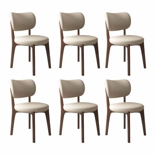 VZXATYOP Modernes Esszimmerstuhl-Set Mit Dicken Kissen, Küchen-Esszimmerstühle Mit Holzbeinen for Wohnzimmer(Light Khaki+Dark Walnut Legs,Set of 6) von VZXATYOP