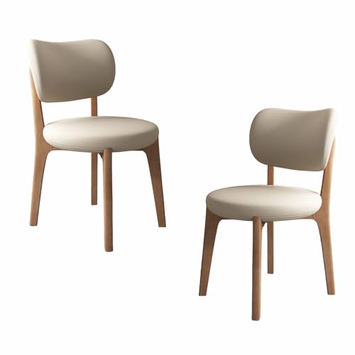VZXATYOP Modernes Esszimmerstuhl-Set Mit Dicken Kissen, Küchen-Esszimmerstühle Mit Holzbeinen for Wohnzimmer(Light Khaki+Light Walnut Legs,Set of 2) von VZXATYOP