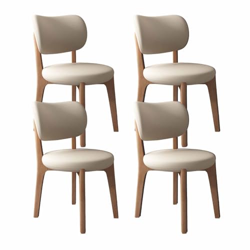 VZXATYOP Modernes Esszimmerstuhl-Set Mit Dicken Kissen, Küchen-Esszimmerstühle Mit Holzbeinen for Wohnzimmer(Light Khaki+Light Walnut Legs,Set of 4) von VZXATYOP