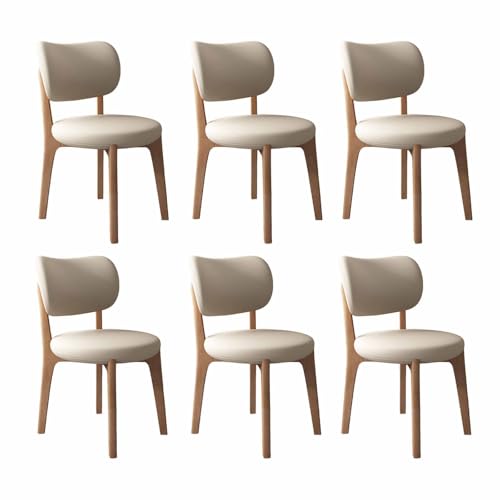 VZXATYOP Modernes Esszimmerstuhl-Set Mit Dicken Kissen, Küchen-Esszimmerstühle Mit Holzbeinen for Wohnzimmer(Light Khaki+Light Walnut Legs,Set of 6) von VZXATYOP