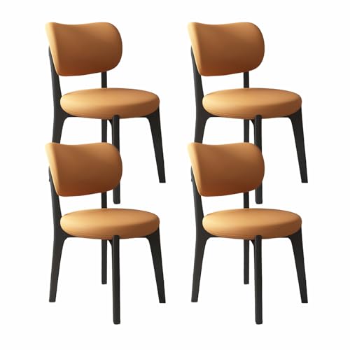 VZXATYOP Modernes Esszimmerstuhl-Set Mit Dicken Kissen, Küchen-Esszimmerstühle Mit Holzbeinen for Wohnzimmer(Orange+Black Legs,Set of 4) von VZXATYOP