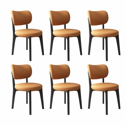 VZXATYOP Modernes Esszimmerstuhl-Set Mit Dicken Kissen, Küchen-Esszimmerstühle Mit Holzbeinen for Wohnzimmer(Orange+Black Legs,Set of 6) von VZXATYOP