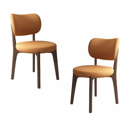 VZXATYOP Modernes Esszimmerstuhl-Set Mit Dicken Kissen, Küchen-Esszimmerstühle Mit Holzbeinen for Wohnzimmer(Orange+Dark Walnut Legs,Set of 2) von VZXATYOP