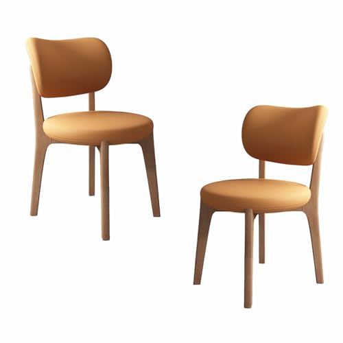 VZXATYOP Modernes Esszimmerstuhl-Set Mit Dicken Kissen, Küchen-Esszimmerstühle Mit Holzbeinen for Wohnzimmer(Orange+Light Walnut Legs,Set of 2) von VZXATYOP