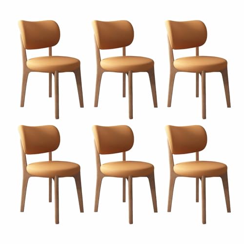 VZXATYOP Modernes Esszimmerstuhl-Set Mit Dicken Kissen, Küchen-Esszimmerstühle Mit Holzbeinen for Wohnzimmer(Orange+Light Walnut Legs,Set of 6) von VZXATYOP