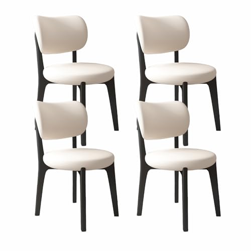 VZXATYOP Modernes Esszimmerstuhl-Set Mit Dicken Kissen, Küchen-Esszimmerstühle Mit Holzbeinen for Wohnzimmer(White+Black Legs,Set of 4) von VZXATYOP