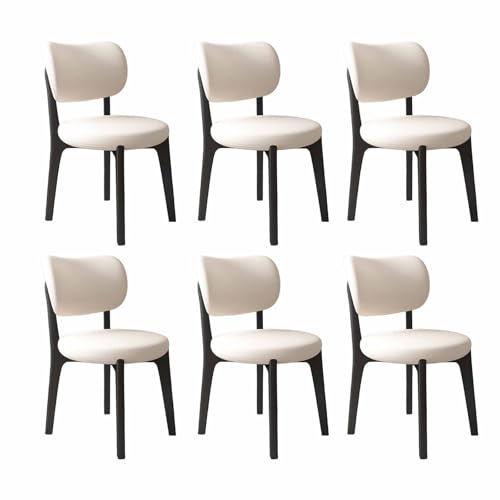 VZXATYOP Modernes Esszimmerstuhl-Set Mit Dicken Kissen, Küchen-Esszimmerstühle Mit Holzbeinen for Wohnzimmer(White+Black Legs,Set of 6) von VZXATYOP