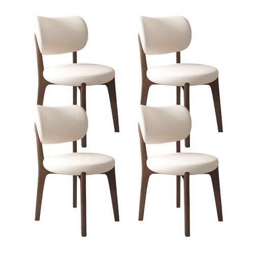 VZXATYOP Modernes Esszimmerstuhl-Set Mit Dicken Kissen, Küchen-Esszimmerstühle Mit Holzbeinen for Wohnzimmer(White+Dark Walnut Legs,Set of 4) von VZXATYOP