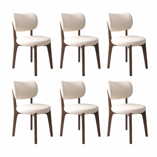 VZXATYOP Modernes Esszimmerstuhl-Set Mit Dicken Kissen, Küchen-Esszimmerstühle Mit Holzbeinen for Wohnzimmer(White+Dark Walnut Legs,Set of 6) von VZXATYOP