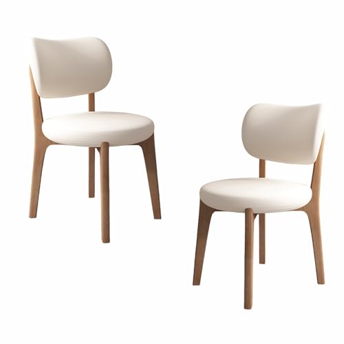VZXATYOP Modernes Esszimmerstuhl-Set Mit Dicken Kissen, Küchen-Esszimmerstühle Mit Holzbeinen for Wohnzimmer(White+Light Walnut Legs,Set of 2) von VZXATYOP