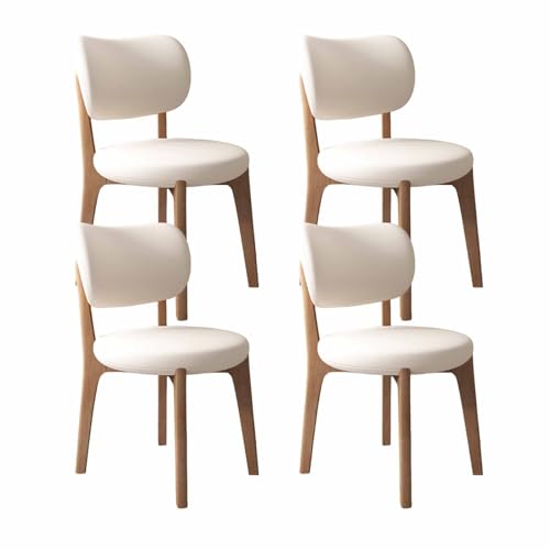 VZXATYOP Modernes Esszimmerstuhl-Set Mit Dicken Kissen, Küchen-Esszimmerstühle Mit Holzbeinen for Wohnzimmer(White+Light Walnut Legs,Set of 4) von VZXATYOP