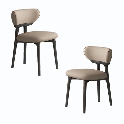 VZXATYOP Modernes Esszimmerstuhl-Set mit dicken Kissen gepolsterte Küchenstühle mit Beinen aus Massivholz Bequeme Rückenstütze for Wohnzimmer Home Office(Black+Dark Khaki,Set of 2) von VZXATYOP