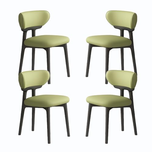 VZXATYOP Modernes Esszimmerstuhl-Set mit dicken Kissen gepolsterte Küchenstühle mit Beinen aus Massivholz Bequeme Rückenstütze for Wohnzimmer Home Office(Black+Orange,Set of 4) von VZXATYOP