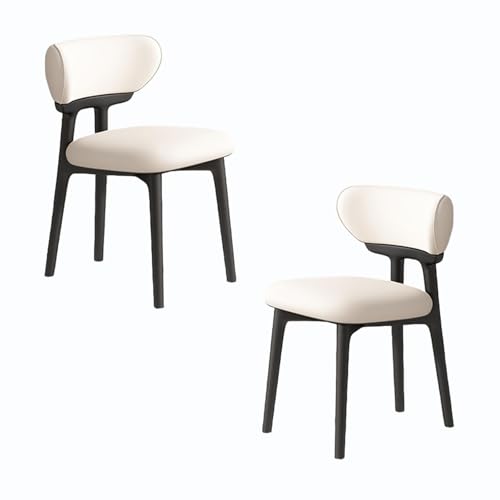 VZXATYOP Modernes Esszimmerstuhl-Set mit dicken Kissen gepolsterte Küchenstühle mit Beinen aus Massivholz Bequeme Rückenstütze for Wohnzimmer Home Office(Black+White,Set of 2) von VZXATYOP