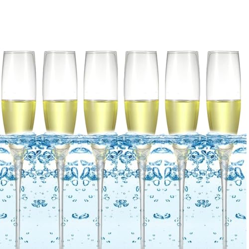 VZXATYOP Neue schwimmende Champagnerflöten aus Acryl for den Pool unzerbrechliche Weingläser, 6er-Set unverzichtbar for Poolpartys(6 Pcs Clear) von VZXATYOP