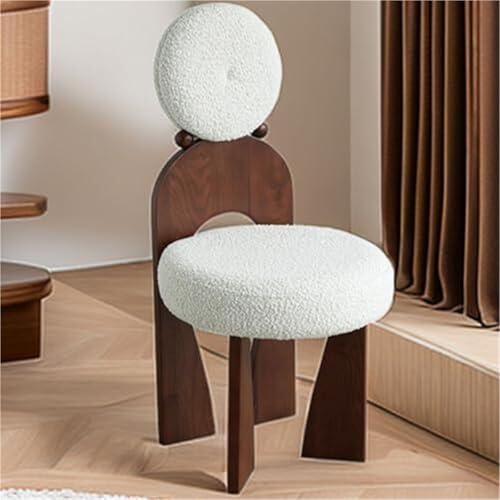 VZXATYOP Runder gepolsterter Schminkhocker Stuhl Arbeitszimmer-Esszimmerstuhl mit Rückenlehne vielseitiger Loungesessel for Wohnzimmer Esszimmer Schlafzimmer(White) von VZXATYOP
