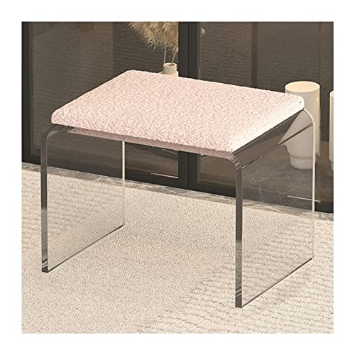 VZXATYOP Schuhwechselhocker aus transparentem Acryl moderner kreativer Fußhocker mit Kissen Schminkhocker aus Acryl Türmöbel for Wohnzimmer Badezimmer Küche Hotel(Pink,31x23x26.5CM) von VZXATYOP