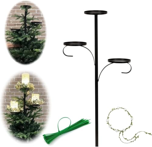 VZXATYOP Schwarzer 3-stöckiger Dreifacher Kerzenhalter Mit Baumspitze – Einzigartiger Vintage-Kandelaber Zur Weihnachtsbaumdekoration(1pc) von VZXATYOP