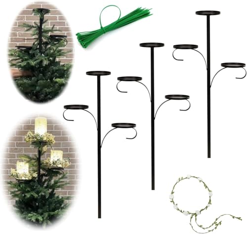 VZXATYOP Schwarzer 3-stöckiger Dreifacher Kerzenhalter Mit Baumspitze – Einzigartiger Vintage-Kandelaber Zur Weihnachtsbaumdekoration(3pcs) von VZXATYOP
