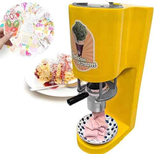 VZXATYOP Spaghetti-Eismaschine, Spaghetti-Gelato-Eismaschine, 80 W, Eiscreme-Presse, 4 Arten, Nudelform-Auslass for Gelato- und Dessertläden(Yellow) von VZXATYOP