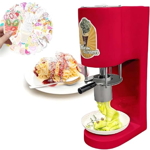 VZXATYOP Spaghetti-Eismaschine Spaghetti-Gelato-Eismaschine Eiscreme-Presse 4 Arten Nudelform-Auslass for Gelato Und Dessertläden(Red) von VZXATYOP