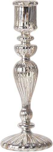 VZXATYOP Stabkerzenhalter Aus Kristallglas Eleganter Kerzenständer for Hochzeit Geburtstag Weihnachten Und Valentinstag(Silver,S) von VZXATYOP