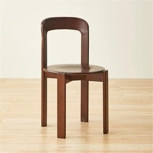 VZXATYOP Stapelbarer Esszimmerstuhl, Esszimmerstühle aus Massivholz Schminkstuhl mit geschwungener Rückenlehne Barhocker ohne Armlehnen for Wohnzimmer Küche Hinterhof-Rasen-Bistro(Brown) von VZXATYOP