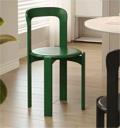 VZXATYOP Stapelbarer Esszimmerstuhl, Esszimmerstühle aus Massivholz Schminkstuhl mit geschwungener Rückenlehne Barhocker ohne Armlehnen for Wohnzimmer Küche Hinterhof-Rasen-Bistro(Green) von VZXATYOP