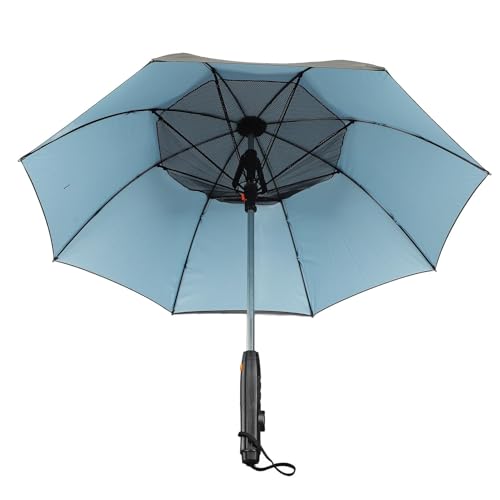 VZXATYOP Tragbarer 3-in-1-Sonnenschirm Mit Ventilator Und Sprüher – Reiseschirm Aus Legierung/Kunststoff for Den Sommer(Blue) von VZXATYOP
