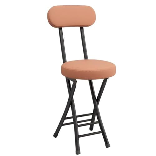 VZXATYOP Tragbarer klappbarer Barhocker mit bequemer gepolsterter Sitzfläche Leichter und zusammenklappbarer Frühstücksstuhl for Picknicks und Gartenpartys(Brown B) von VZXATYOP
