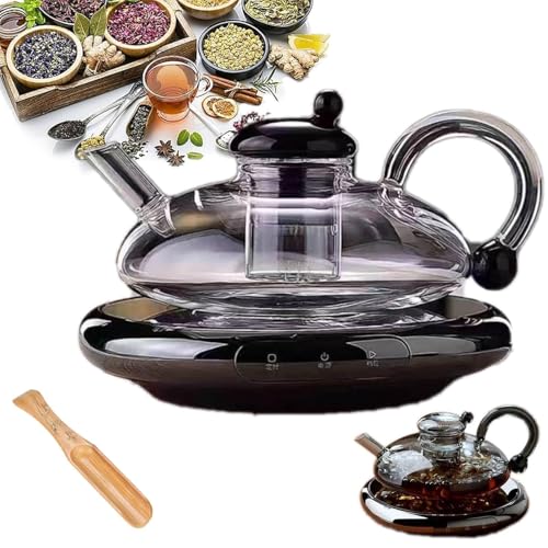 VZXATYOP Upgrade beheizbare Teekanne abnehmbares Filter Teekannen Set beheizbare Teekanne Filter Teekannen Set beheizbar(Rat-Tailed Pot-1+Electric Ceramic Stove) von VZXATYOP