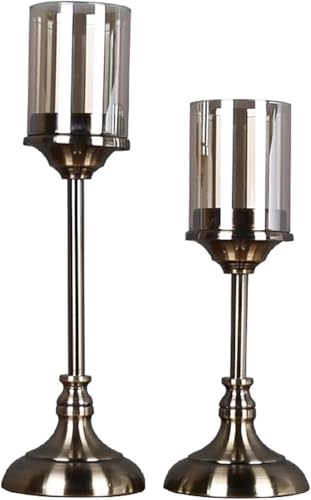 VZXATYOP Vintage-Kerzenhalter Aus Glas Im Hurrikan-Stil 2er-Set Vielseitige Kerzenständer Aus Metall for Hochzeiten Partys Heimdekoration Kaminsims-Mittelstück VZXATYOP Vintage-Kerzenhalter Aus Glas Im Hurrikan-Stil 2er-Set Vielseitige Kerzenständer Aus Metall for Hochzeiten Partys Heimdekoration Kaminsims-Mittelstück von VZXATYOP