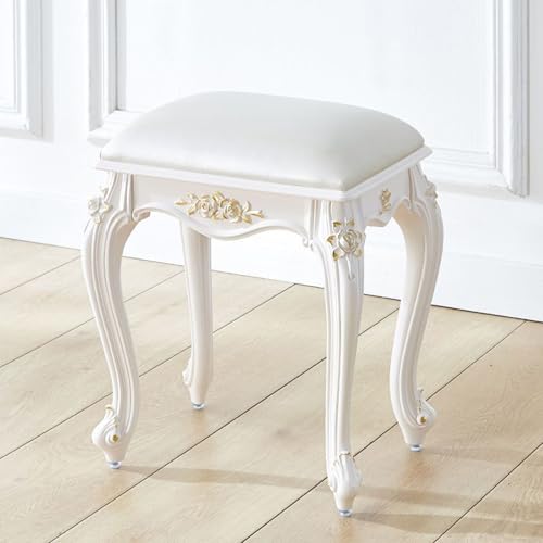 VZXATYOP Vintage Quadratischer Gepolsterter Schminkhocker Rechteckiger Schminkstuhl Gepolsterte Bank for Schlafzimmer Badezimmer Frisiertisch 17 Zoll(Gold Lines - a) von VZXATYOP