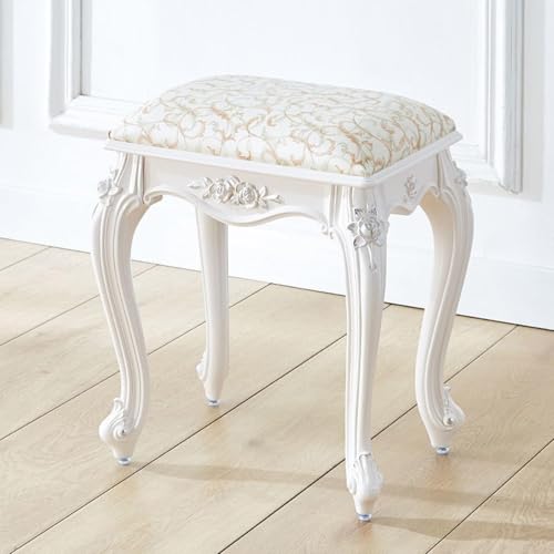 VZXATYOP Vintage Quadratischer Gepolsterter Schminkhocker Rechteckiger Schminkstuhl Gepolsterte Bank for Schlafzimmer Badezimmer Frisiertisch 17 Zoll(Silver Lines - B) von VZXATYOP