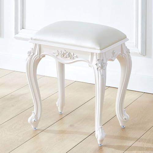 VZXATYOP Vintage Quadratischer Gepolsterter Schminkhocker Rechteckiger Schminkstuhl Gepolsterte Bank for Schlafzimmer Badezimmer Frisiertisch 17 Zoll(Silver Lines - a) von VZXATYOP