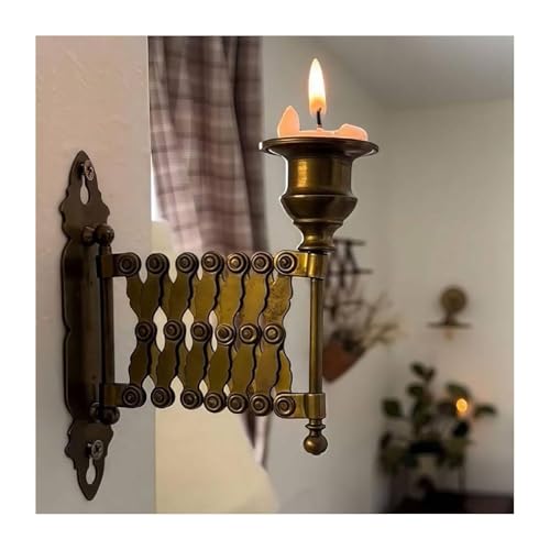 Wandmontierter Vintage-Kerzenhalter, ausziehbar, Messing, Akkordeonleuchter, Retro-Klavier-Stil, für Wohn- und Schlafzimmer-Dekoration (1 Stück) von VZXATYOP