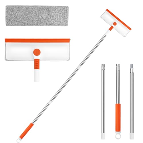 VZXZXE 2-In-1 Fensterwischer Set, Fensterputzer mit Biegbarem und Verlängerungsstange, Fensterreiniger mit Silikonabzieher und Mikrofaserschrubber, Glaswischer für Duschen und Glastüren VZXZXE 2-In-1 Fensterwischer Set, Fensterputzer mit Biegbarem und Verlängerungsstange, Fensterreiniger mit Silikonabzieher und Mikrofaserschrubber, Glaswischer für Duschen und Glastüren von VZXZXE