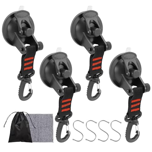 VZXZXE 4er Set Extra Starke Saugnapf-Haken mit 360°Drehbarem Ring und 4S ‑Haken, Vakuum Camping Saugnäpfe für Wohnmobil Fenster, Heckzelt, Vordach, Sonnensegel und Auto VZXZXE 4er Set Extra Starke Saugnapf-Haken mit 360°Drehbarem Ring und 4S ‑Haken, Vakuum Camping Saugnäpfe für Wohnmobil Fenster, Heckzelt, Vordach, Sonnensegel und Auto von VZXZXE