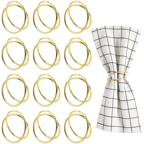 VZXZXE Serviettenringe Silber Metall servietten Ring serviettenringe Set für Hochzeitsfeier Abendessen Jubiläum Urlaubs Party (Gold, 4cm) von VZXZXE