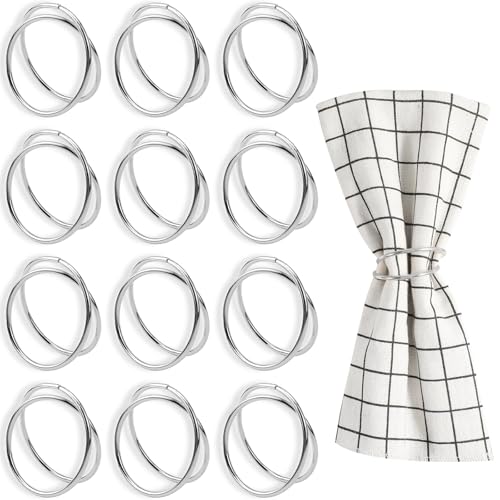 VZXZXE Serviettenringe Silber Metall servietten Ring serviettenringe Set für Hochzeitsfeier Abendessen Jubiläum Urlaubs Party (Silber, 4cm) von VZXZXE