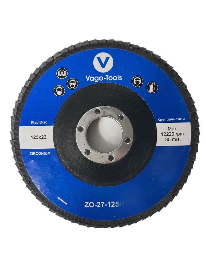 VaGo-Tools Schleifscheibe Fächerschleifscheiben 125mm P80 flach Blau 10x, (Packung) von VaGo-Tools