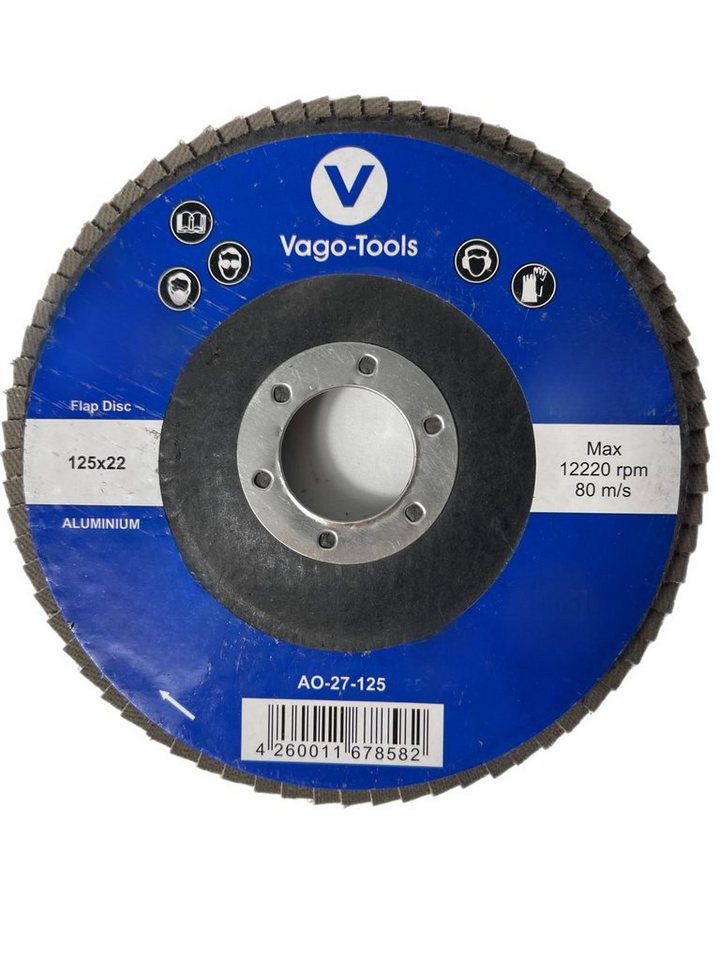 VaGo-Tools Schleifscheibe Fächerschleifscheiben 125mm flach P80 Braun 10x, (Packung) von VaGo-Tools